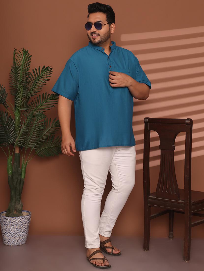 men solid mandarin neck short kurta - 21968143 - Standard Image - 5