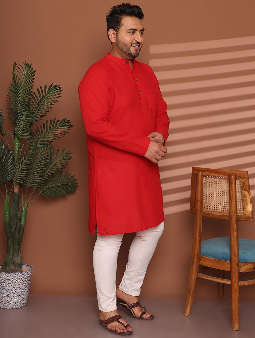 men solid mandarin neck long kurta - 21968144 - Standard Image - 3