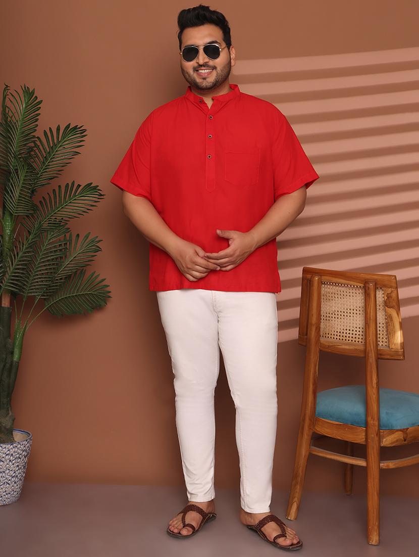 men solid mandarin neck short kurta - 21968145 - Standard Image - 5