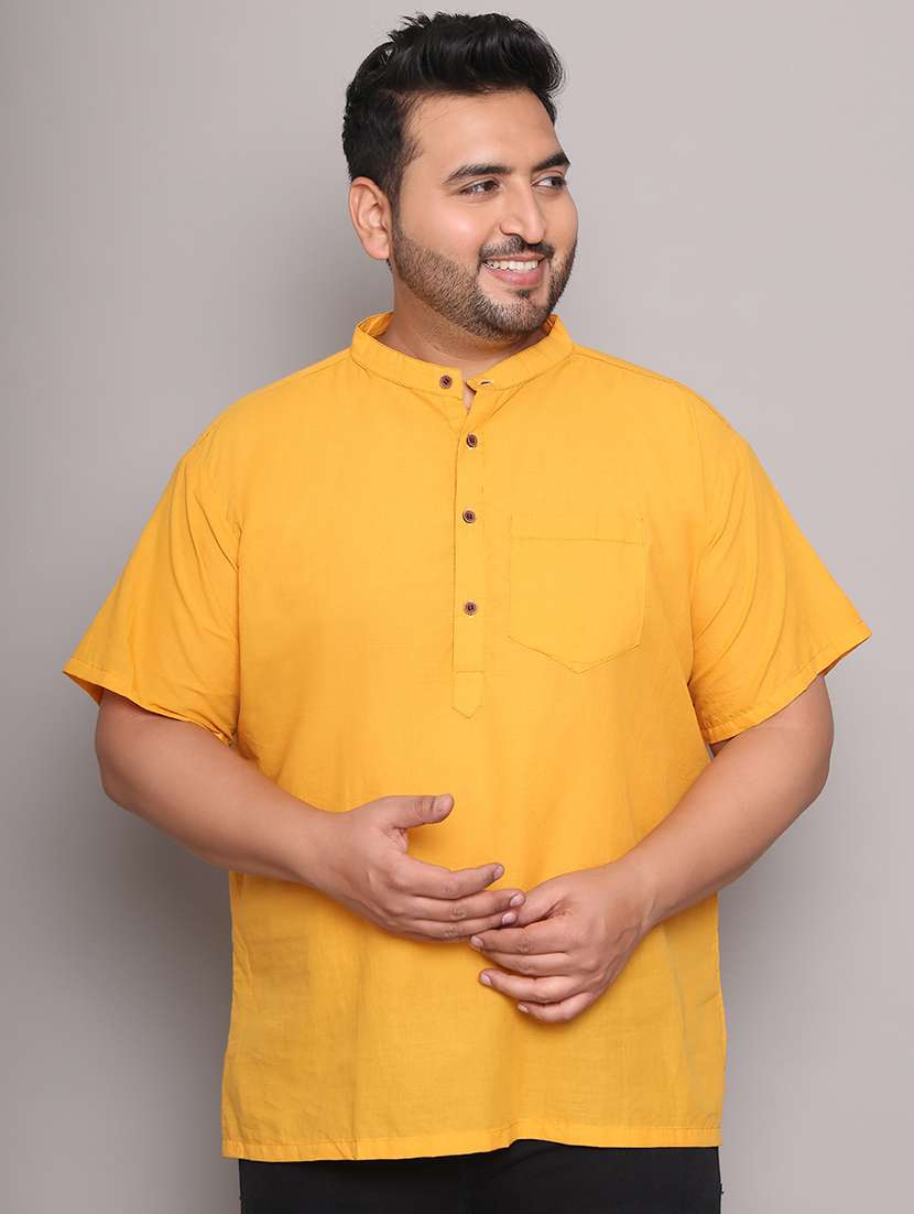 men solid mandarin neck short kurta - 21968147 -  Zoom Image - 0