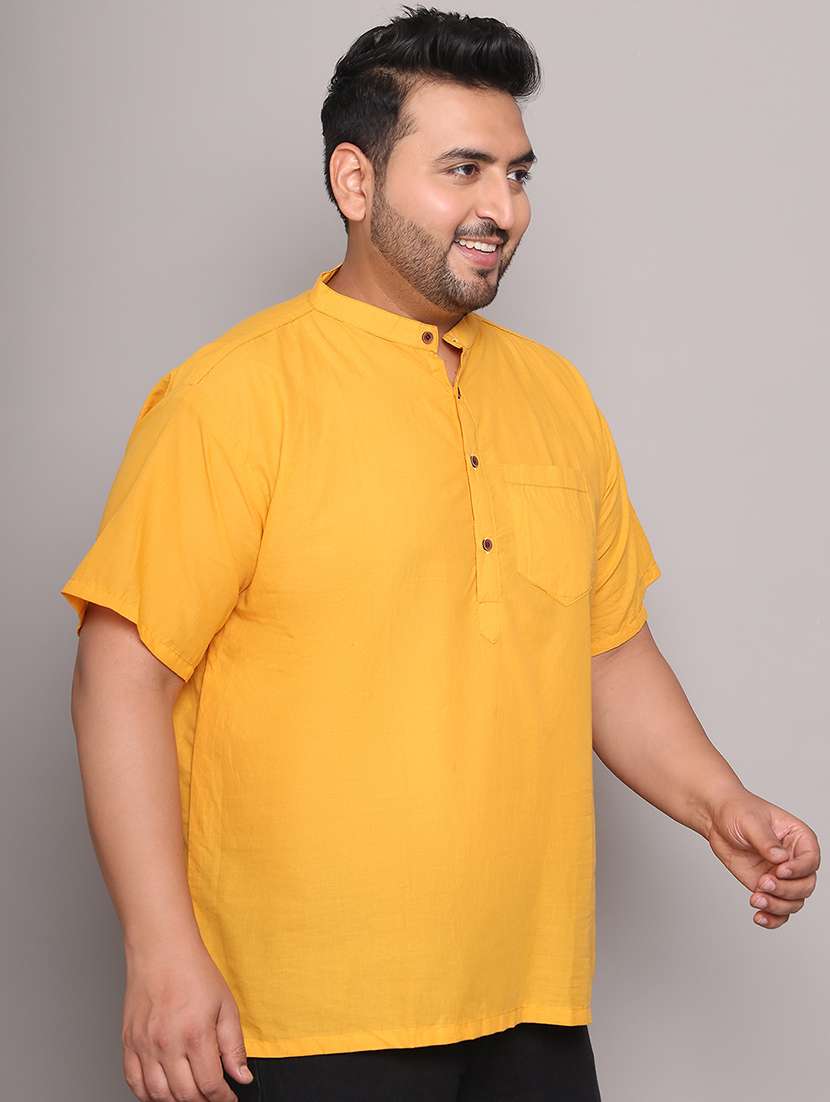 men solid mandarin neck short kurta - 21968147 -  Standard Image - 3
