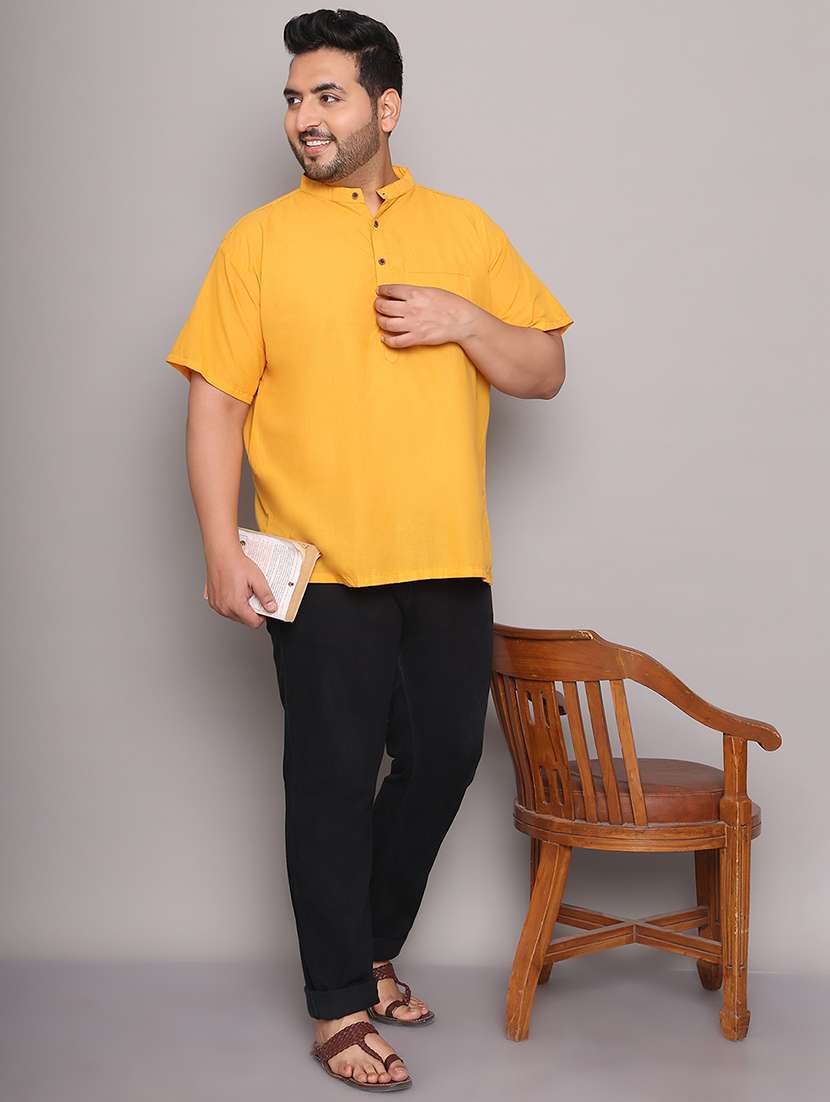 men solid mandarin neck short kurta - 21968147 -  Standard Image - 5