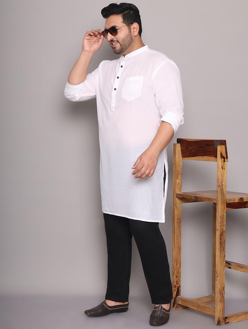 men solid mandarin neck long kurta