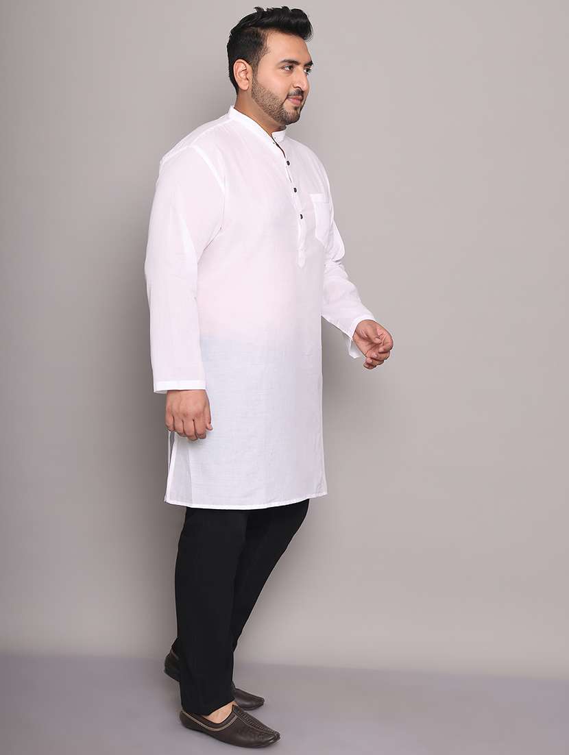 men solid mandarin neck long kurta - 21968150 -  Standard Image - 3