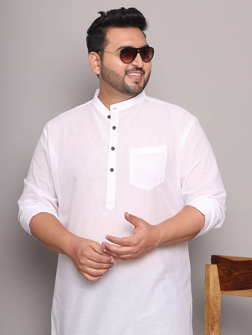 men solid mandarin neck long kurta - 21968150 -  Standard Image - 5
