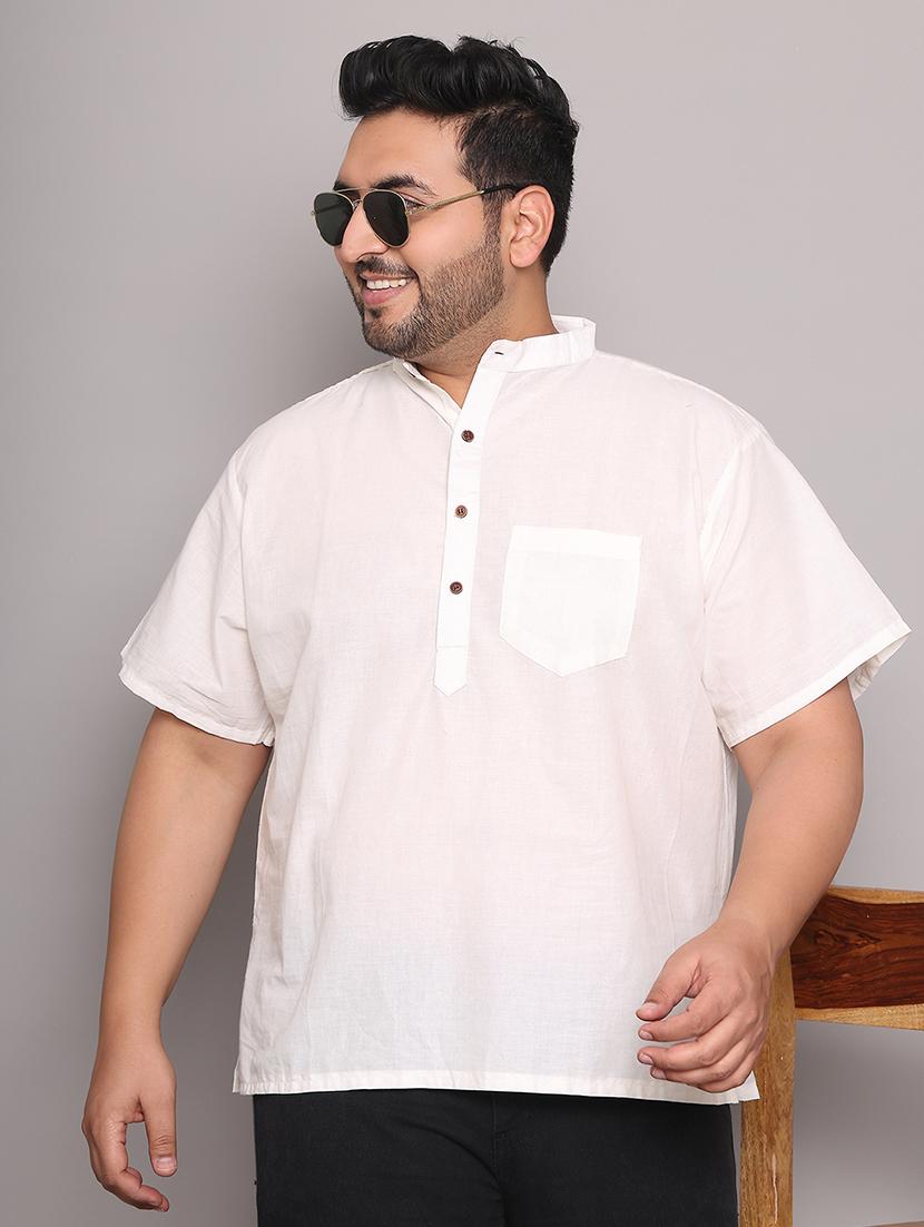 men solid mandarin neck short kurta