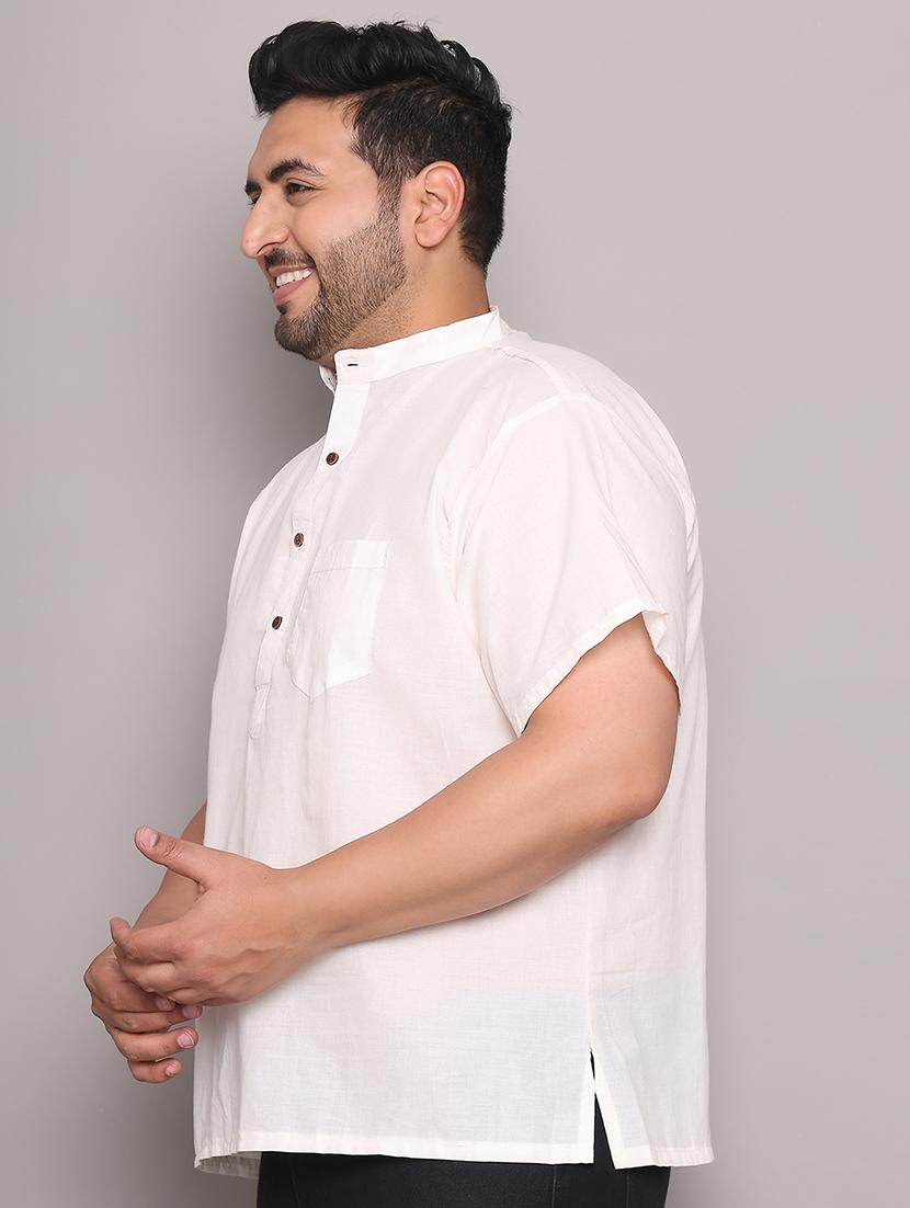 men solid mandarin neck short kurta - 21968151 - Standard Image - 3