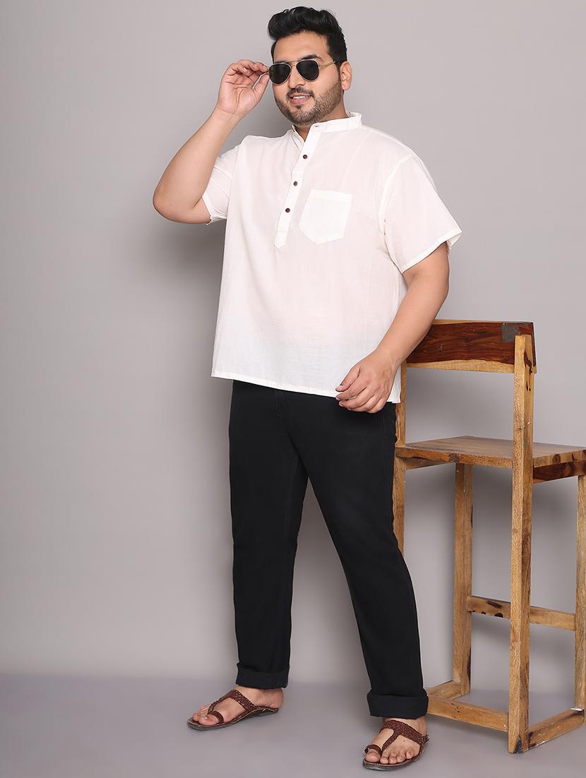 men solid mandarin neck short kurta - 21968151 - Standard Image - 5