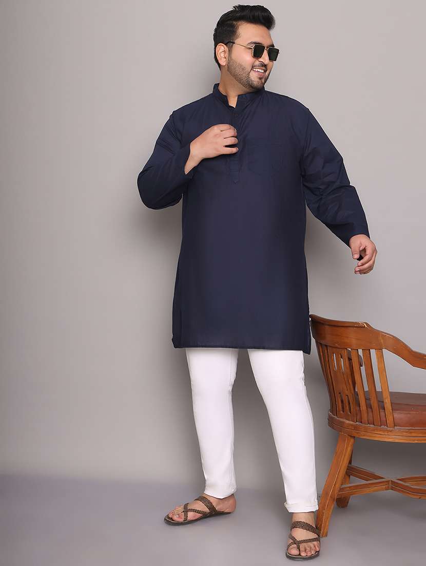 men solid mandarin neck long kurta