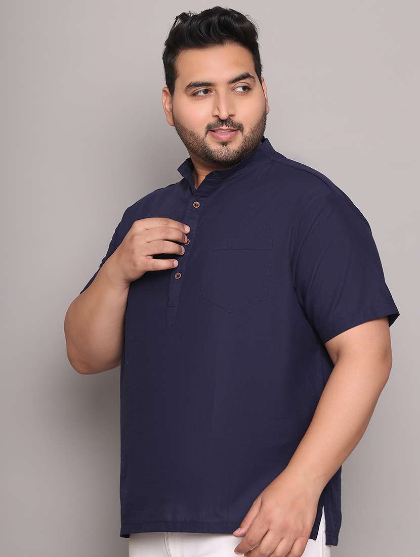 men solid mandarin neck short kurta - 21968153 -  Standard Image - 3