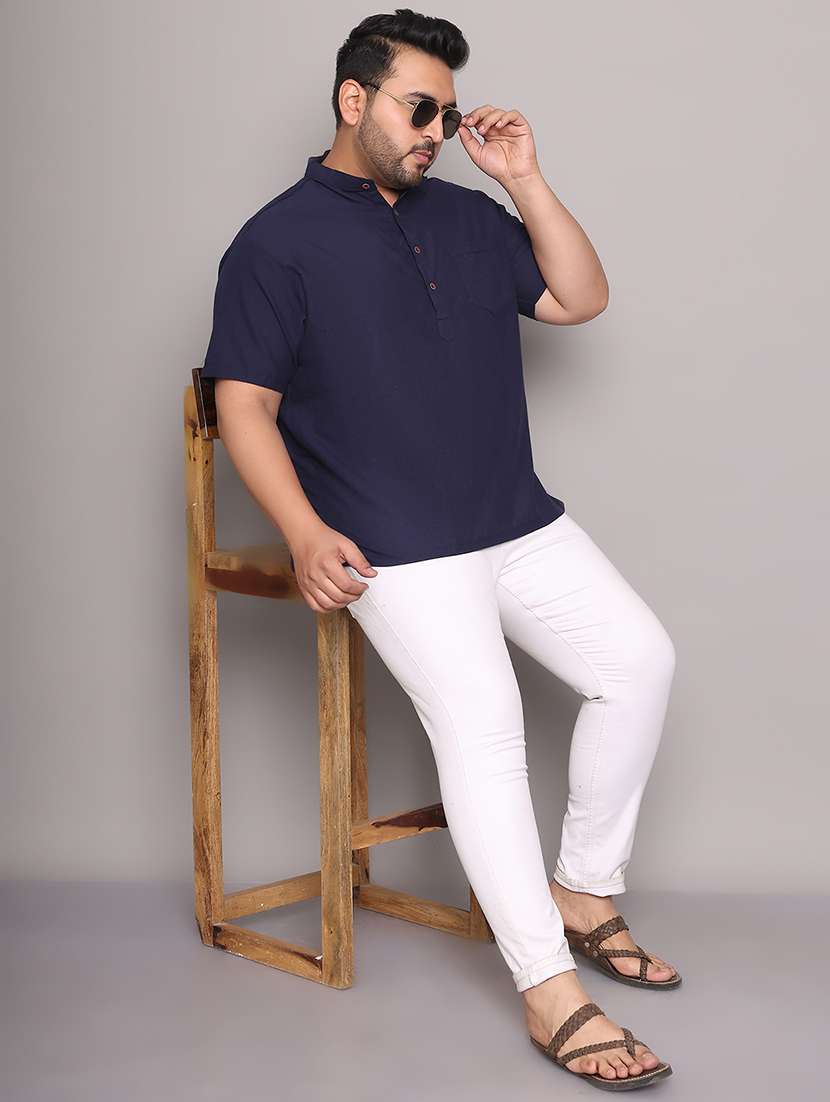 men solid mandarin neck short kurta - 21968153 -  Standard Image - 5