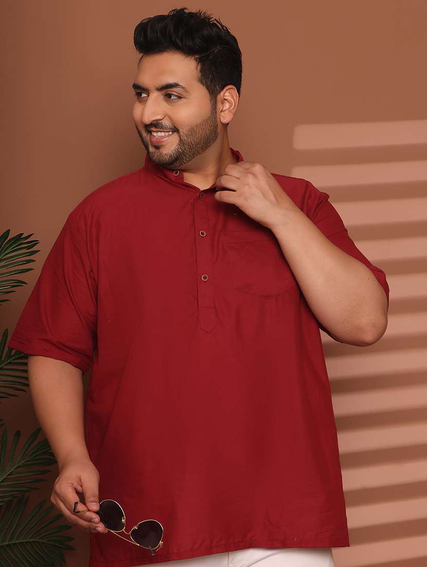 men solid mandarin neck short kurta - 21968155 -  Standard Image - 3