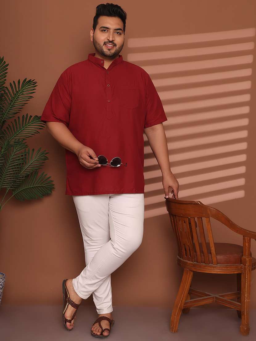 men solid mandarin neck short kurta - 21968155 -  Standard Image - 5