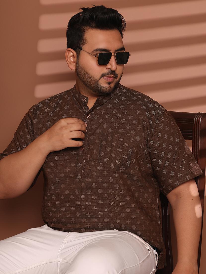 men self design mandarin neck short kurta - 21968157 - Zoom Image - 0