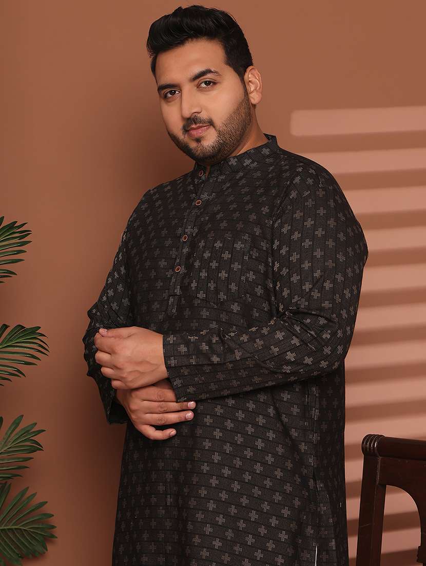 men self design mandarin neck long kurta - 21968158 -  Standard Image - 5