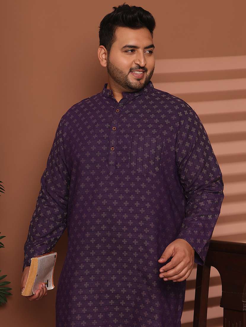 men self design mandarin neck long kurta - 21968160 -  Standard Image - 5