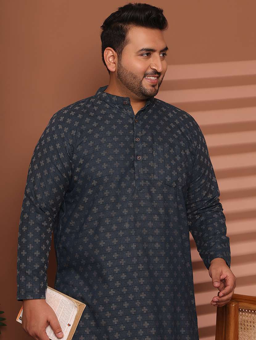 men self design mandarin neck long kurta - 21968162 -  Standard Image - 5