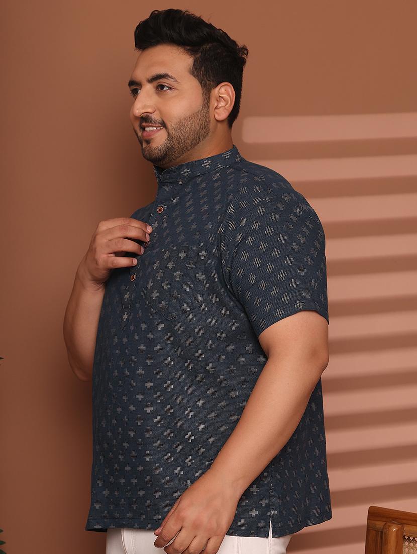 men self design mandarin neck short kurta - 21968163 - Standard Image - 3