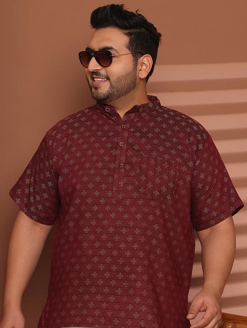 men self design mandarin neck short kurta - 21968165 - Standard Image - 0