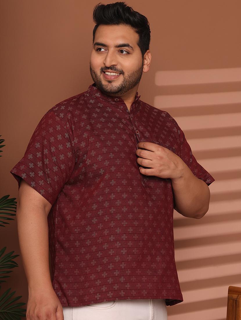 men self design mandarin neck short kurta - 21968165 - Standard Image - 3