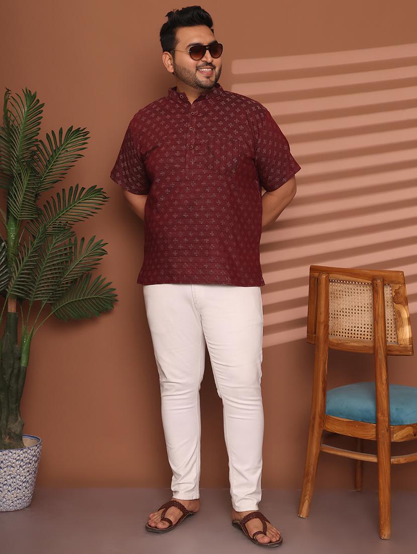 men self design mandarin neck short kurta - 21968165 - Standard Image - 5