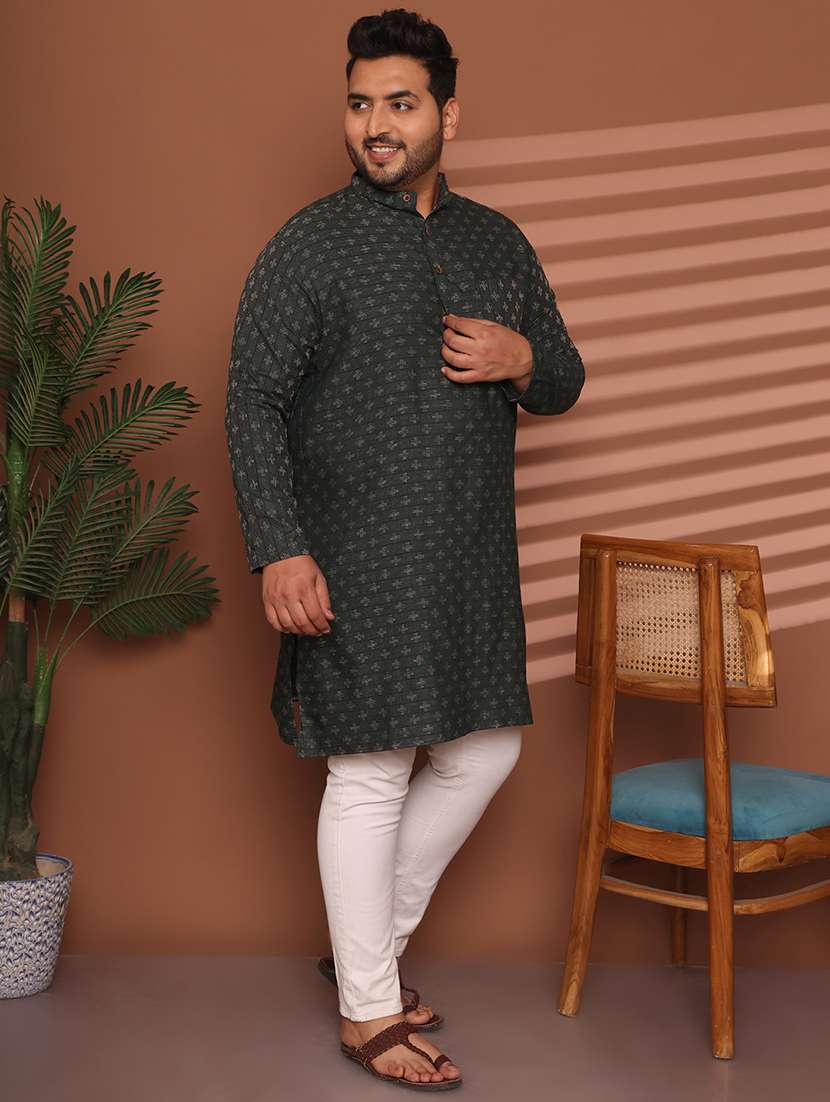 men self design mandarin neck long kurta - 21968166 -  Standard Image - 3