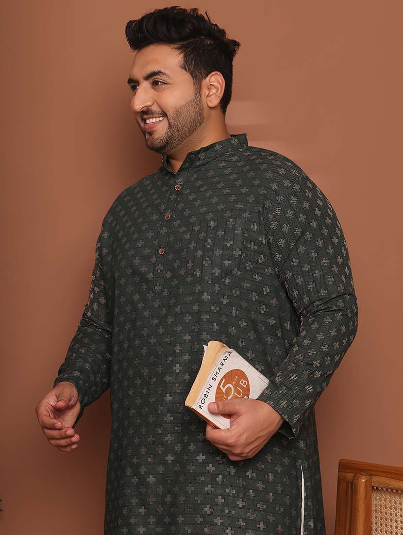 men self design mandarin neck long kurta - 21968166 -  Standard Image - 5