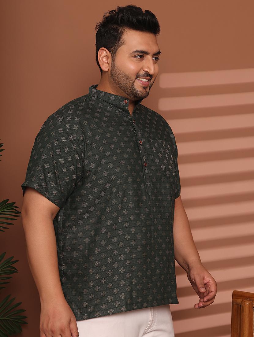 men self design mandarin neck short kurta - 21968167 - Standard Image - 3