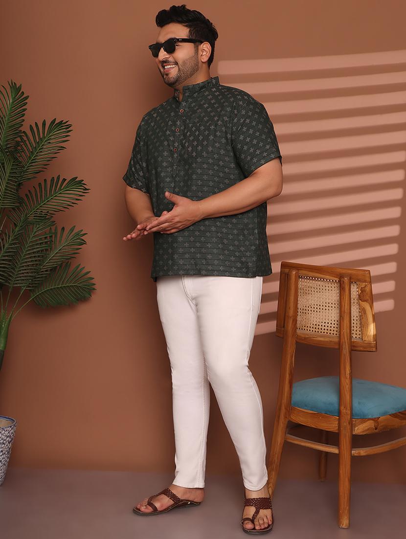 men self design mandarin neck short kurta - 21968167 - Standard Image - 5