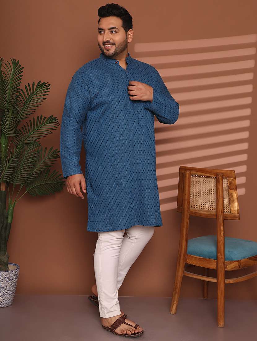 men self design mandarin neck long kurta - 21968168 -  Standard Image - 3
