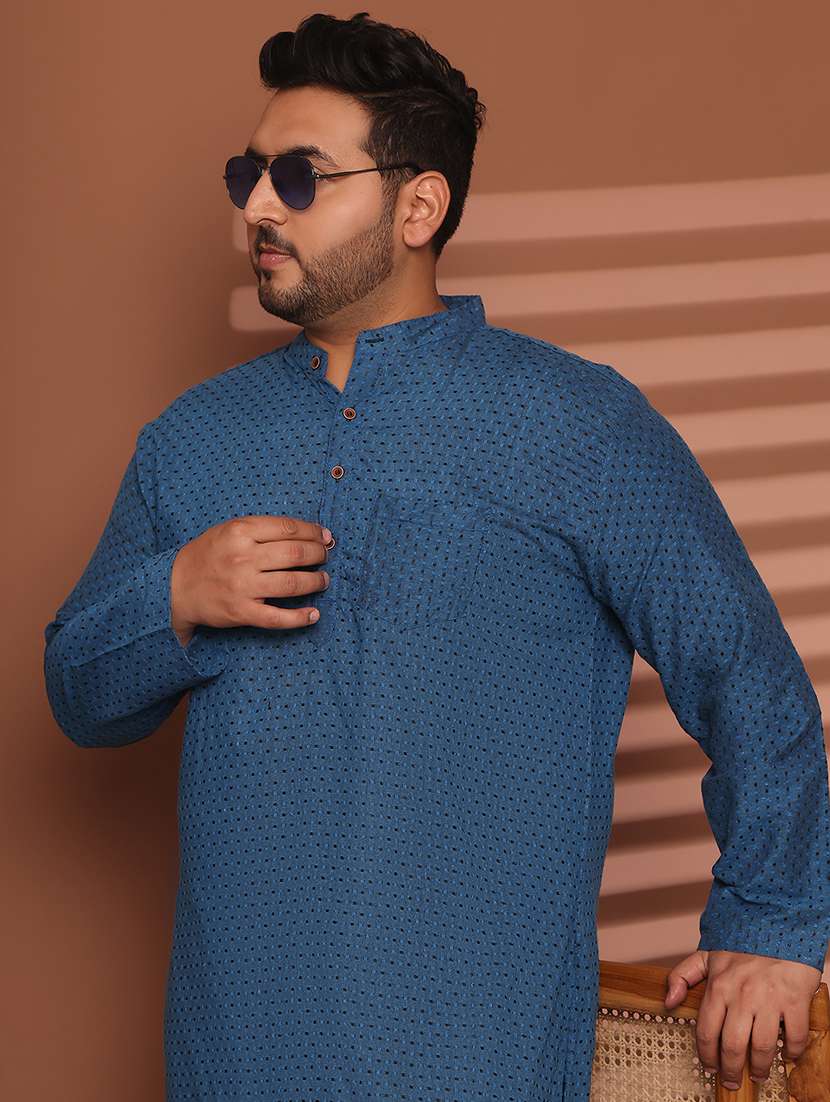 men self design mandarin neck long kurta - 21968168 -  Standard Image - 5