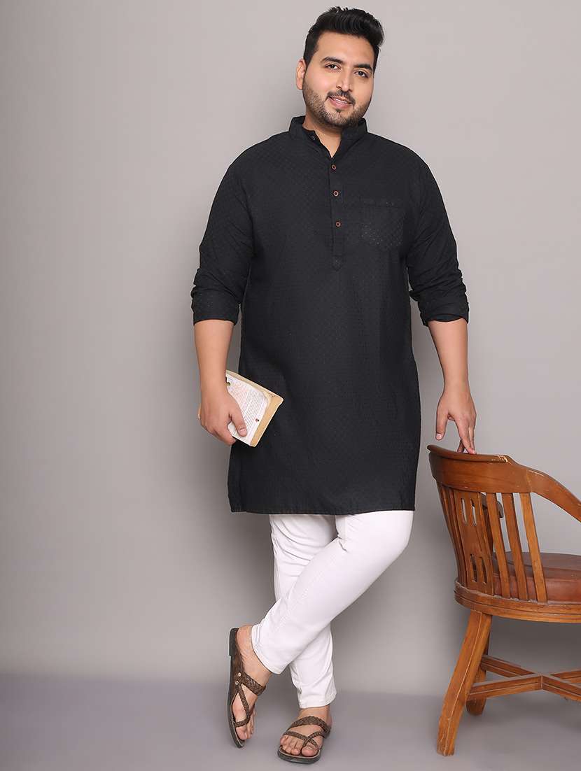 men self design mandarin neck long kurta