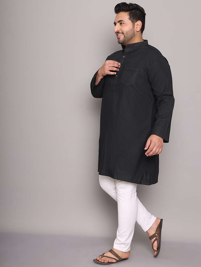 men self design mandarin neck long kurta - 21968170 -  Standard Image - 3