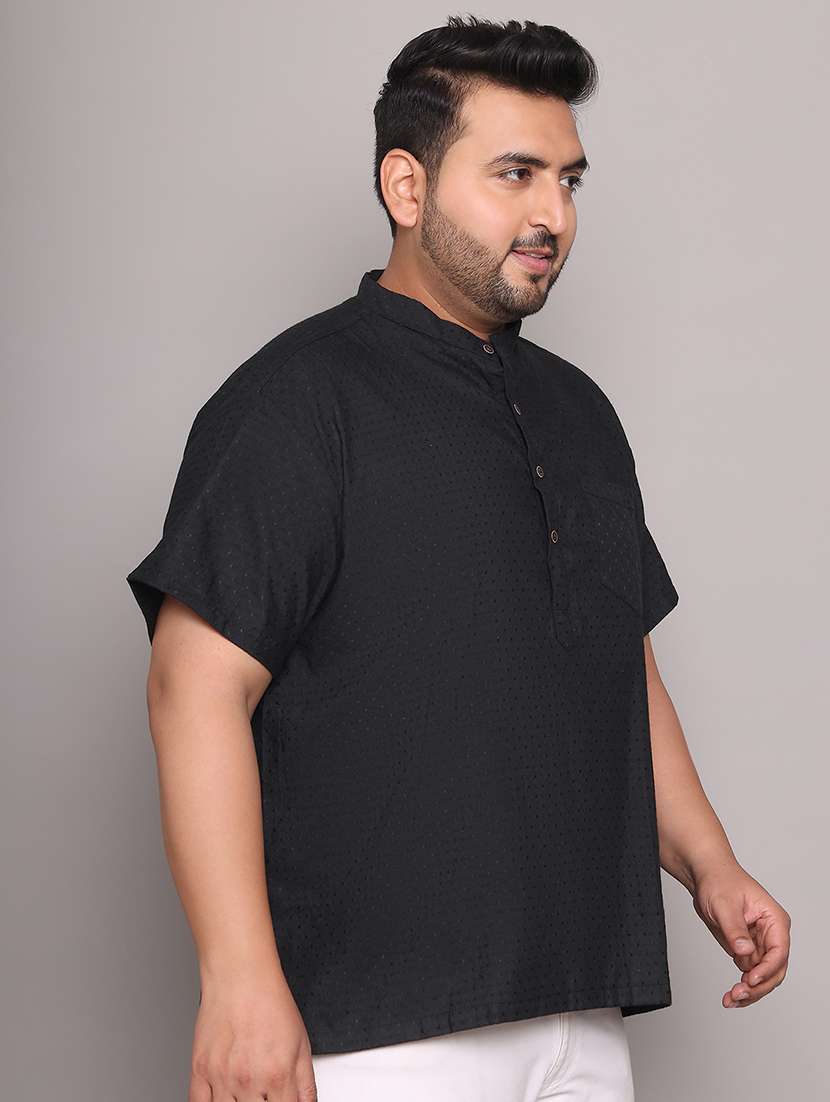 men self design mandarin neck short kurta - 21968171 -  Standard Image - 3