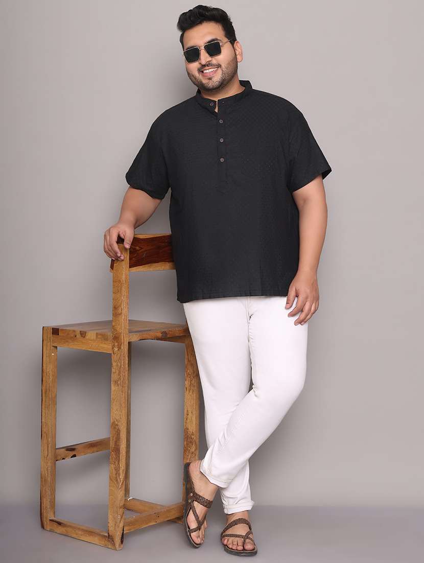 men self design mandarin neck short kurta - 21968171 -  Standard Image - 5