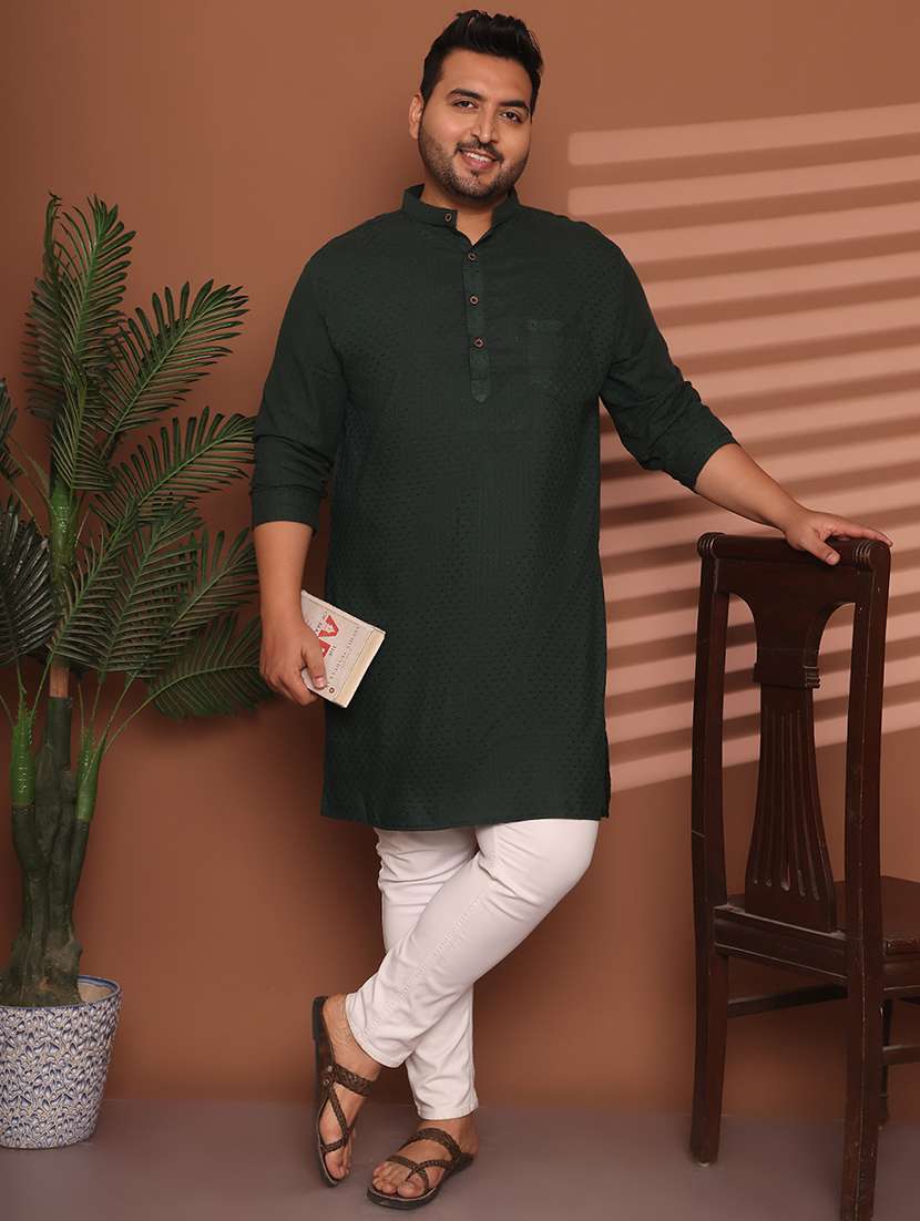 men self design mandarin neck long kurta - 21968172 -  Standard Image - 3
