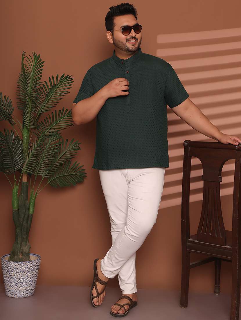 men self design mandarin neck short kurta - 21968173 -  Standard Image - 5