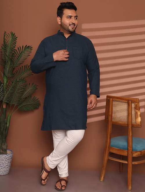 men self design mandarin neck long kurta - 21968174 - Standard Image - 0