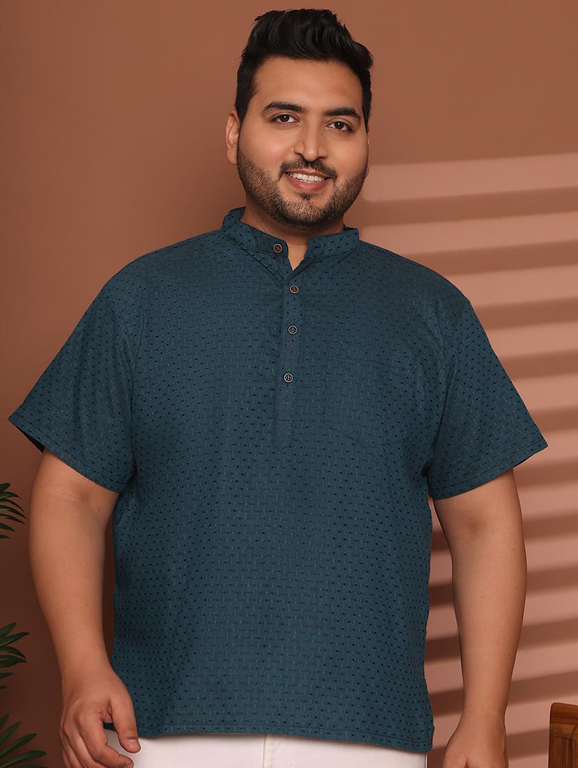 men self design mandarin neck short kurta - 21968175 - Zoom Image - 0