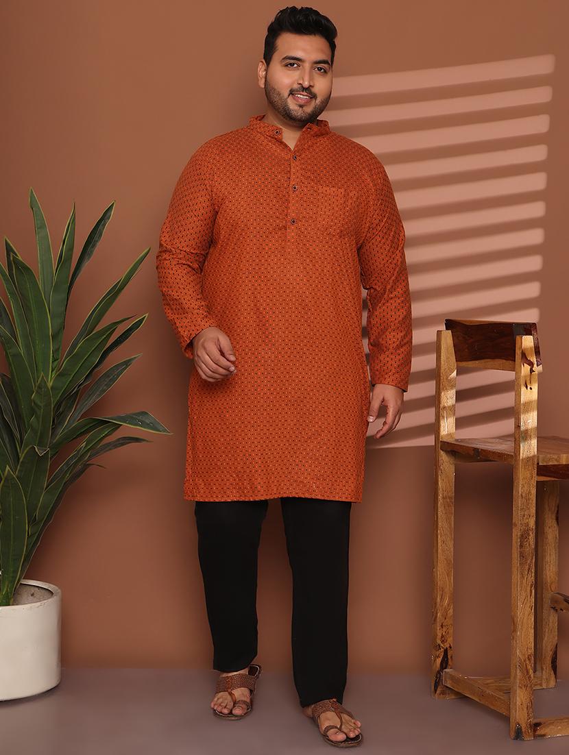 men self design mandarin neck long kurta - 21968178 -  Zoom Image - 0