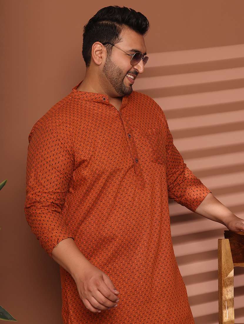 men self design mandarin neck long kurta - 21968178 - Standard Image - 5