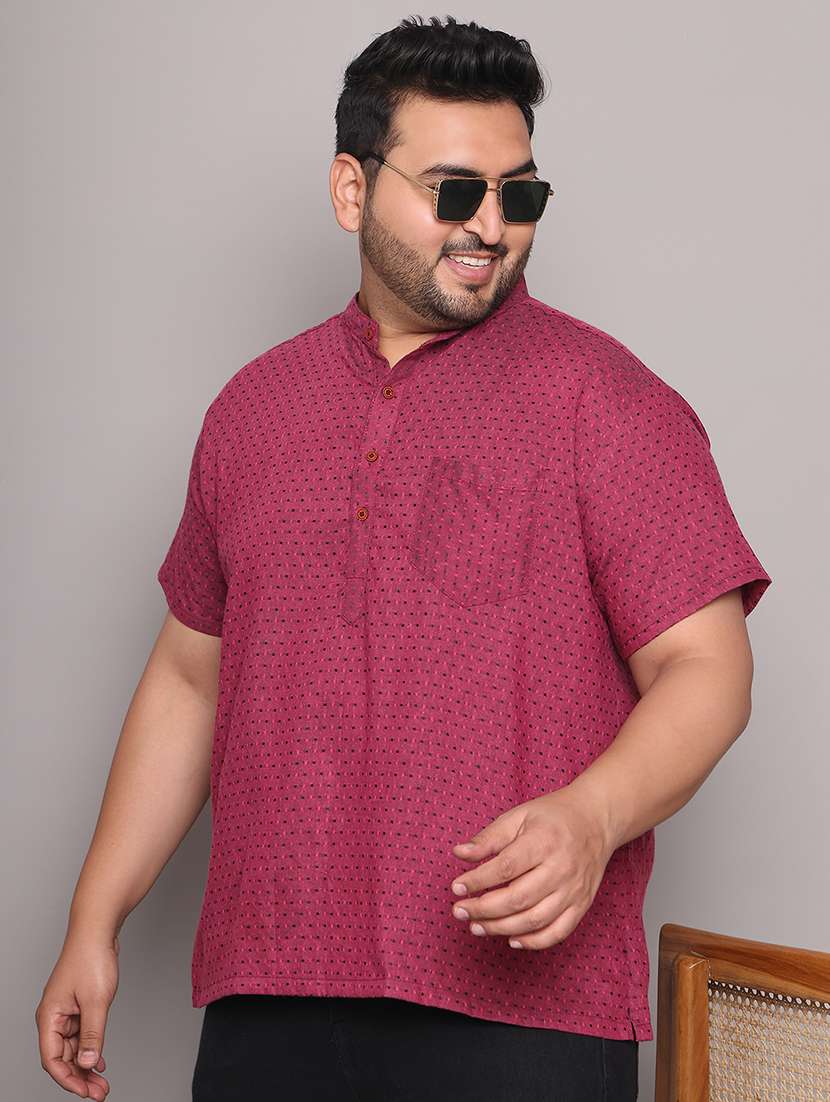 men self design mandarin neck short kurta - 21968181 - Zoom Image - 0