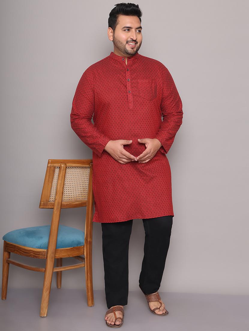 men self design mandarin neck long kurta - 21968182 - Zoom Image - 0