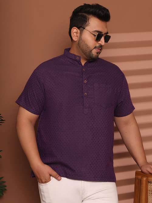 men self design mandarin neck short kurta - 21968185 -  Standard Image - 0