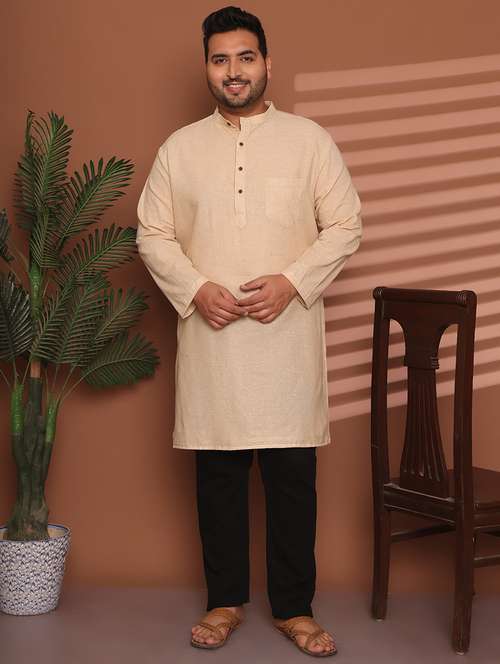 men solid mandarin neck long kurta - 21968186 -  Standard Image - 0