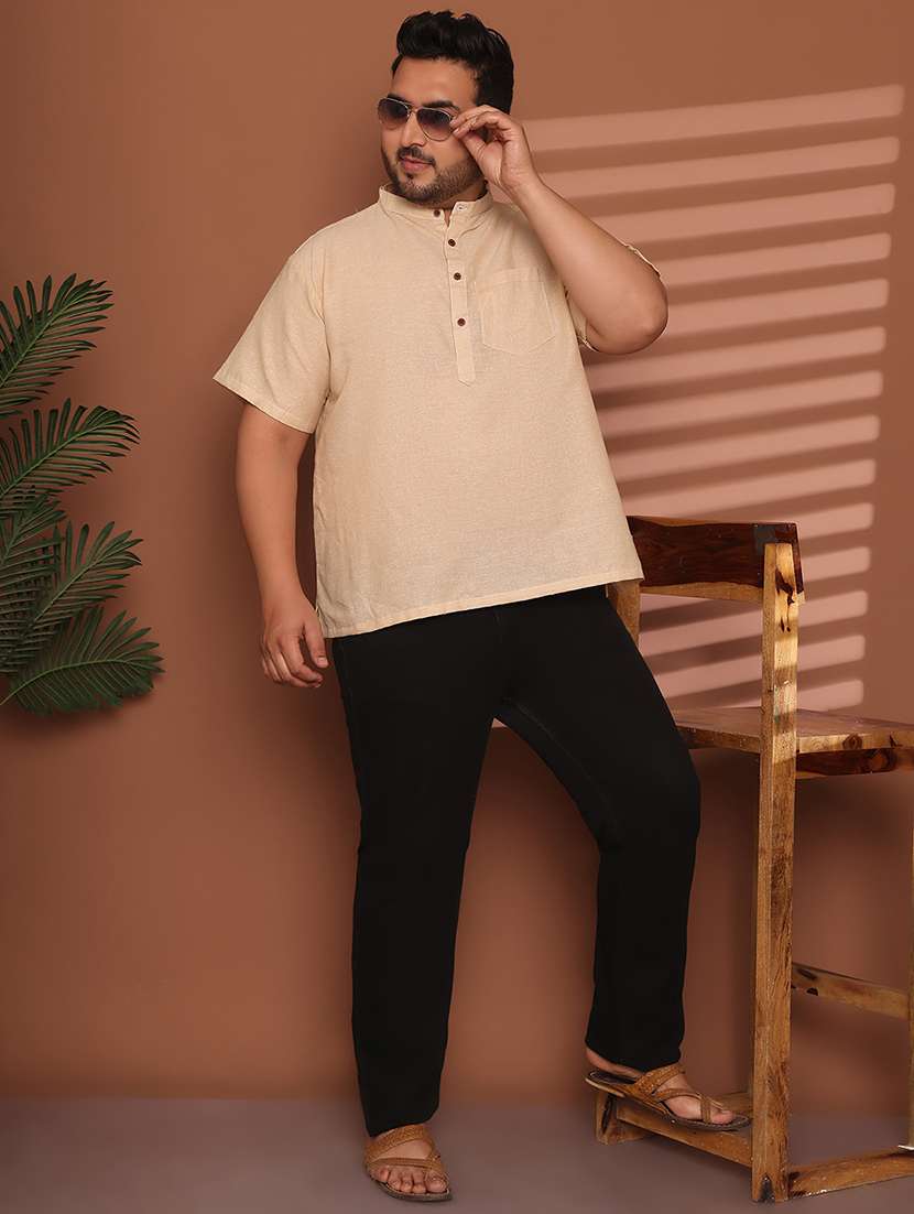men solid mandarin neck short kurta - 21968187 -  Standard Image - 5