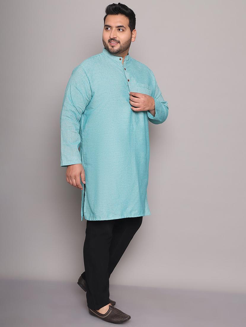 men solid mandarin neck long kurta - 21968188 - Standard Image - 3