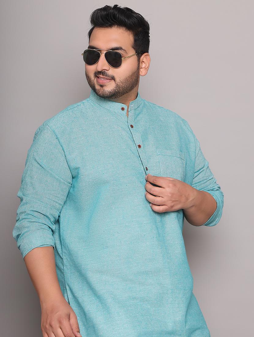 men solid mandarin neck long kurta - 21968188 - Standard Image - 5