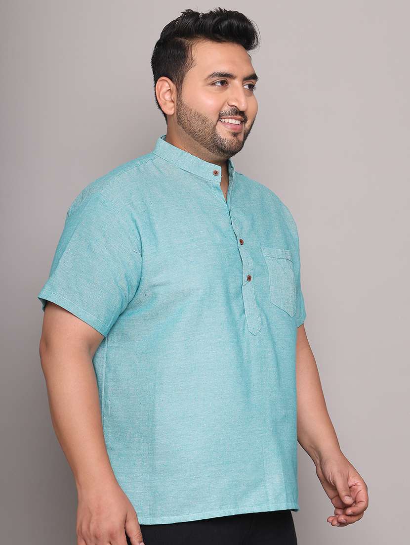 men solid mandarin neck short kurta - 21968189 -  Standard Image - 3