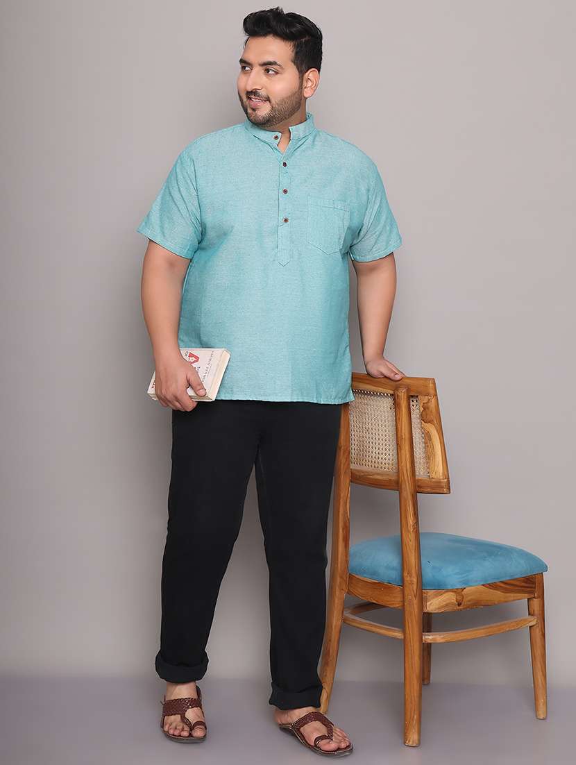 men solid mandarin neck short kurta - 21968189 -  Standard Image - 5